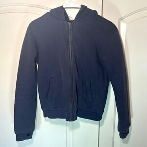 ZADIG & VOLTAIRE Quilt Lined Zip Up Hoodie Indian Embroidery Navy Blue Kids 12